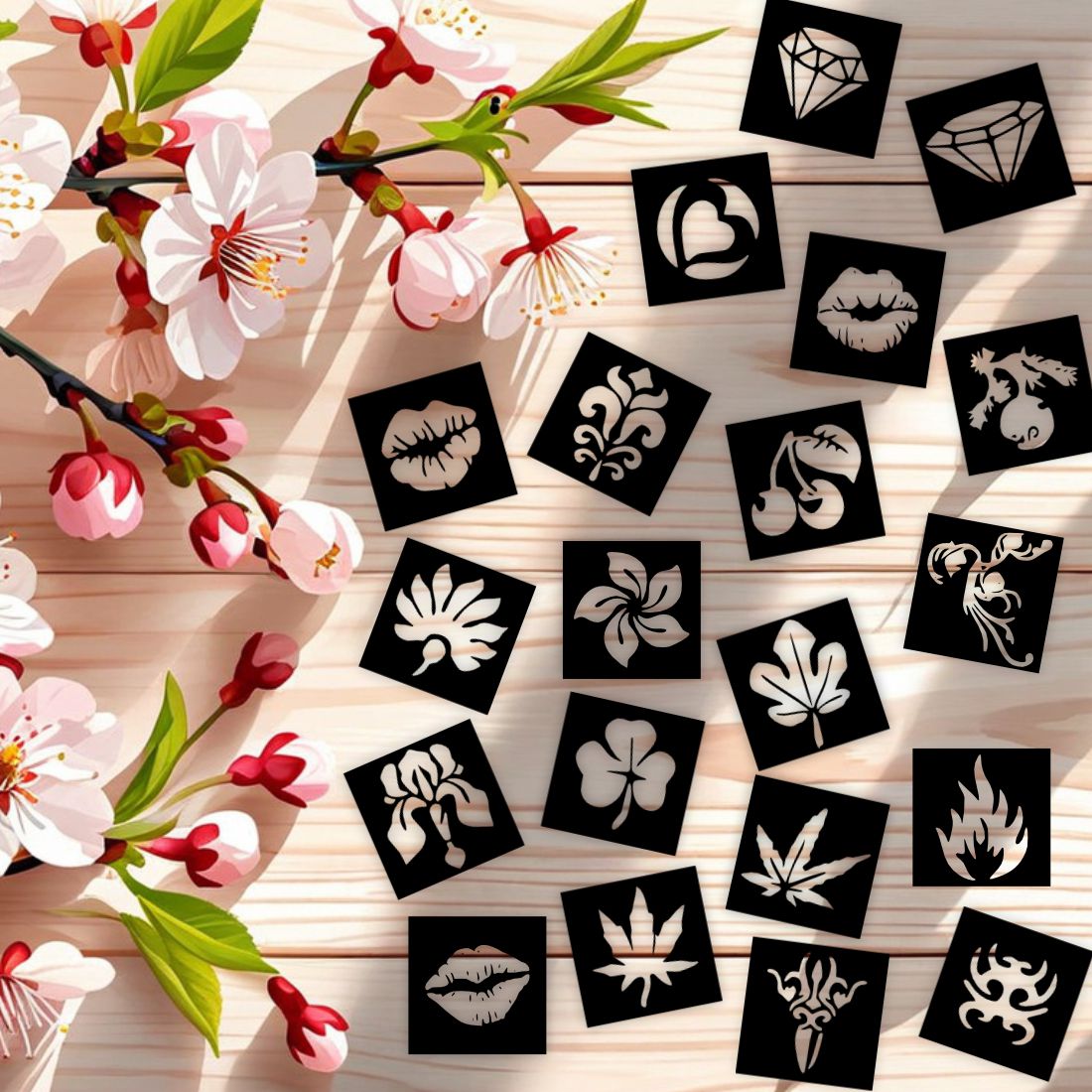 Leaf, Flower And Multi Designs Small Stencil Sticker For Kids can decorate notebooks, drawings, or school projects with Stencil stickers