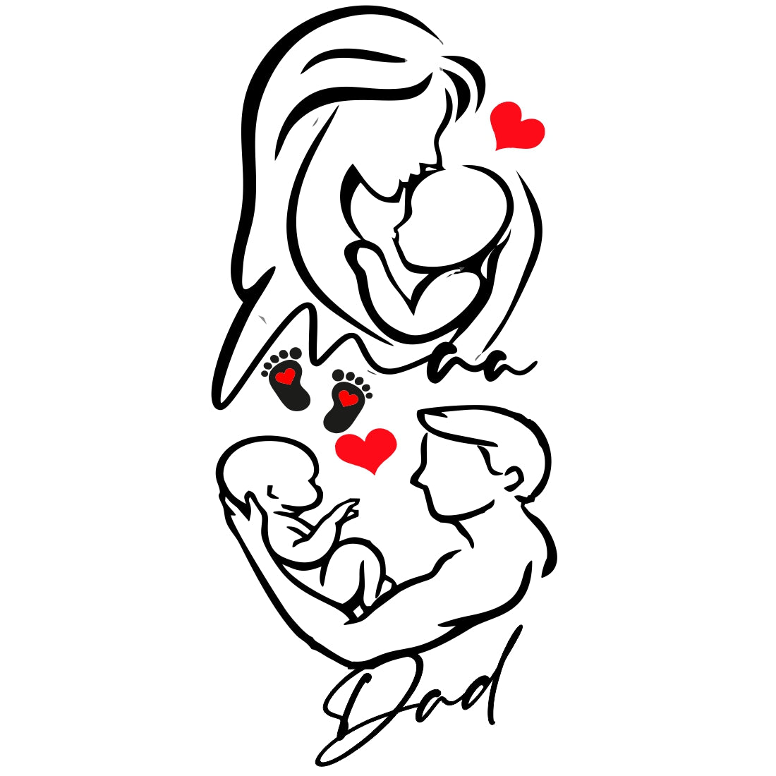 New Mom Dad Love Baby Tattoo Waterproof Temporary Body Tattoo