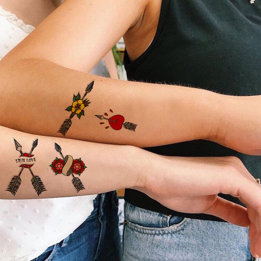Temporary Tattoowala Arrow Heart 4 Design Colourful Temporary Tattoo for Men and Women Waterproof Sticker