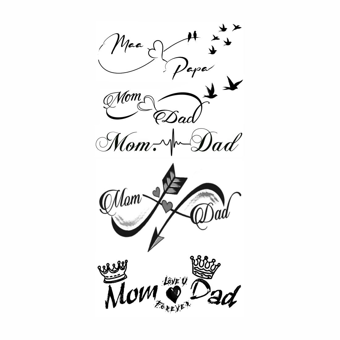 Temporary Tattoowala Mom Dad 6 Pcs Tattoo Family Waterproof Temporary Body Tattoo