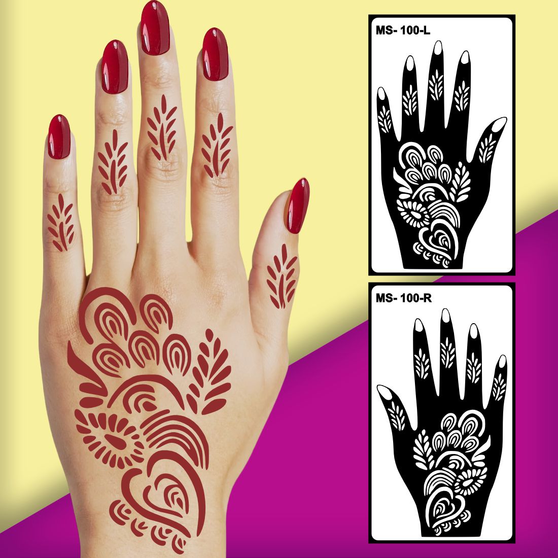 Cute Flower Mehndi Sticker Peel And Stick Stencil Mehndi Sticker For Women, Girls And Teen-age