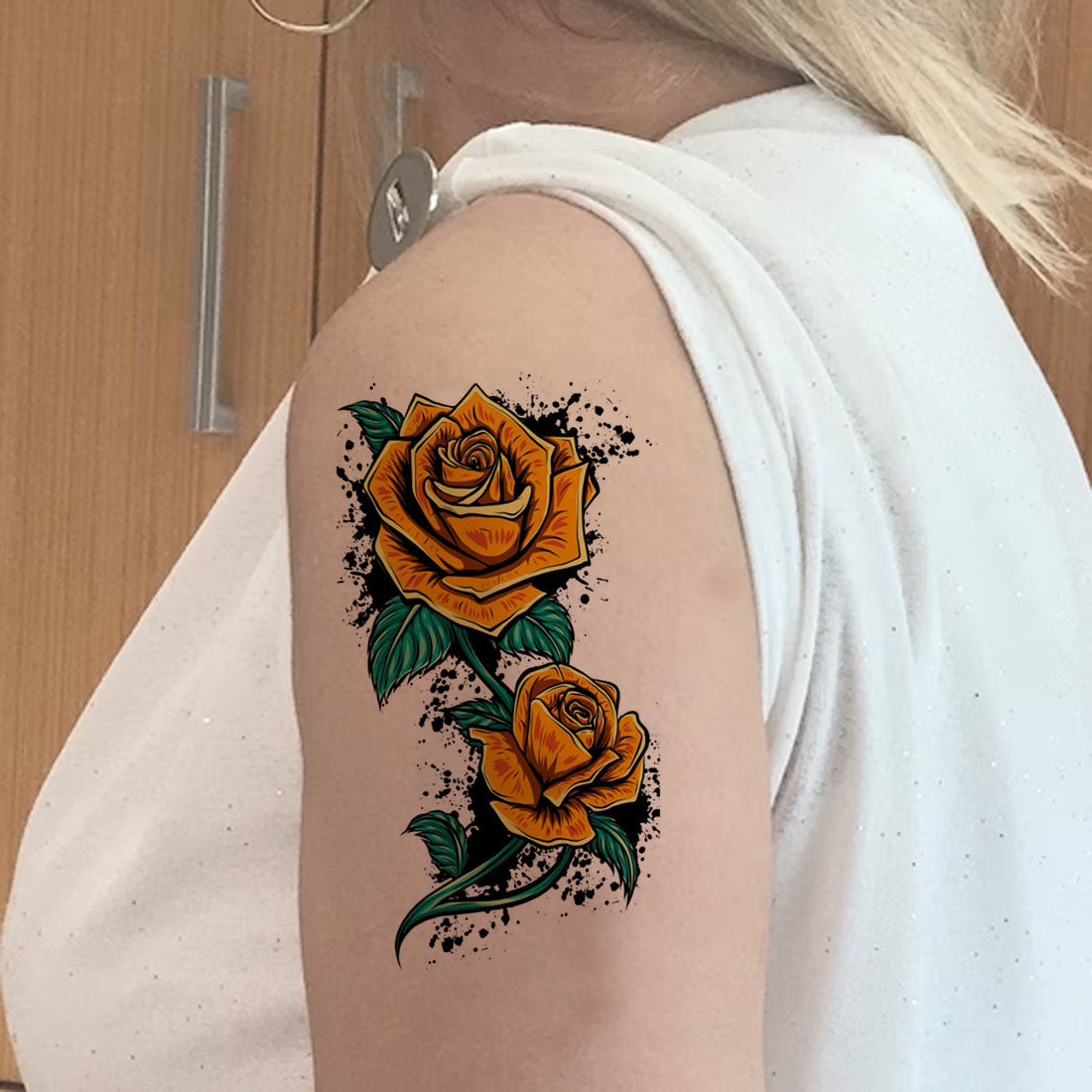 Temporary Tattoowala Beautiful Rose Real Colourful Temporary Tattoo for Men and Women Waterproof Sticker