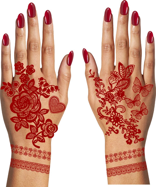 Heart Leaf Mehndi Tattoo For Women Waterproof Temporary Body Tattoo