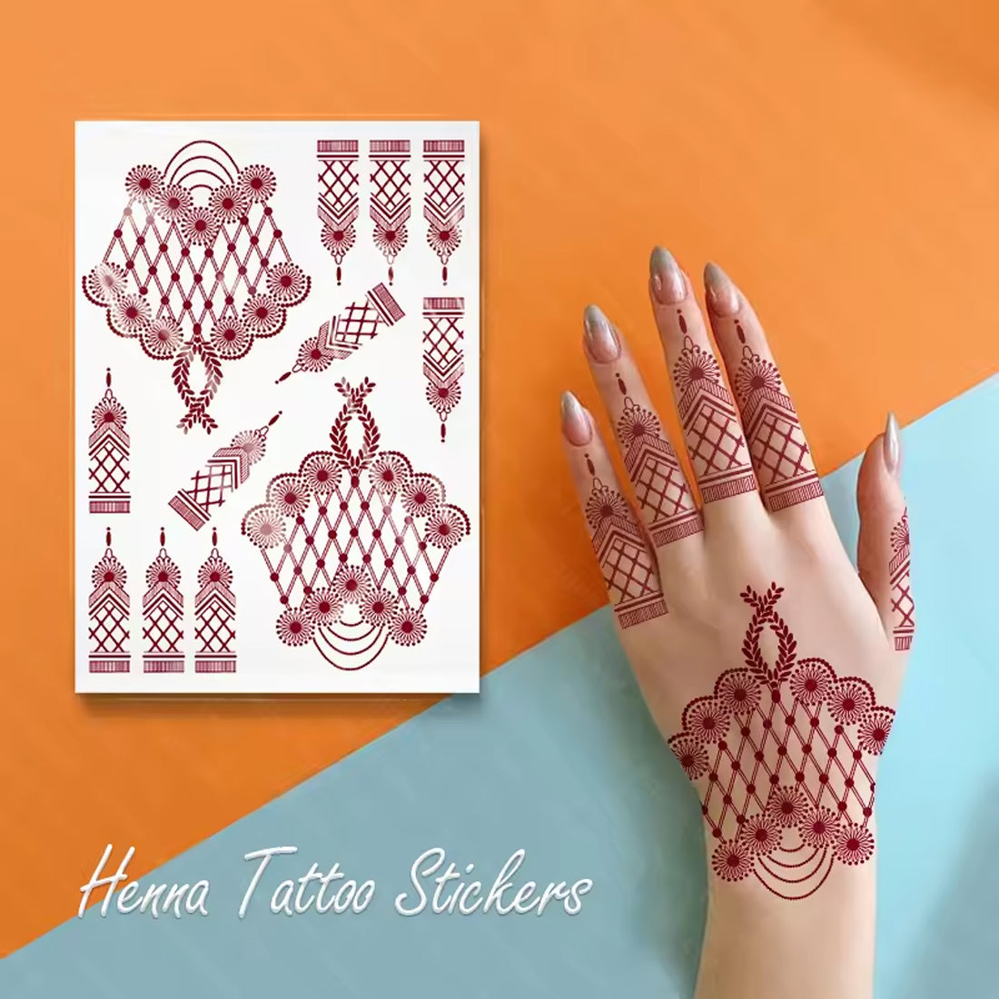 Full Hand Henna Mehndi Beautiful Flower Mehndi Tattoo Sticker For Girls And Women Temporary Mehndi Tattoo Sticker