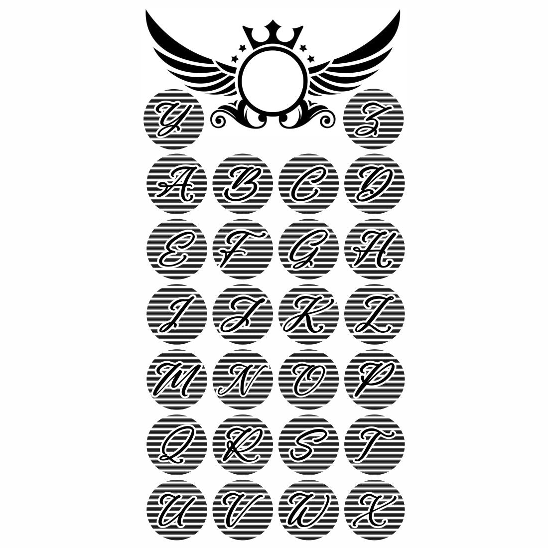 Temporary Tattoowala Black Name Alphabet With Wing Circle Design Temporary Tattoo For Men and Woman Tattoo