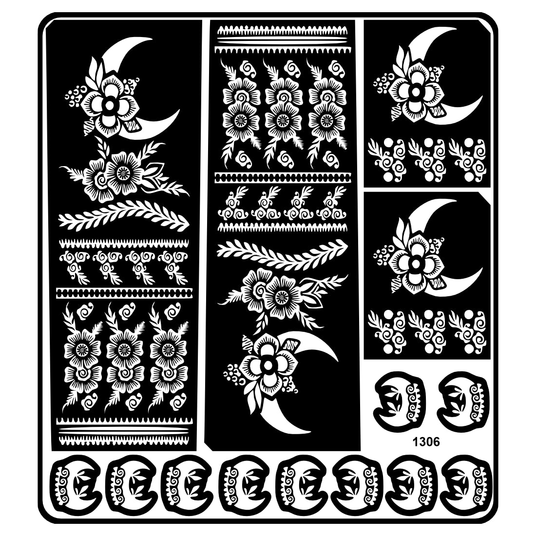 Moon And Floral Mehndi Stencil Sticker With Elegant Design Beautiful Design