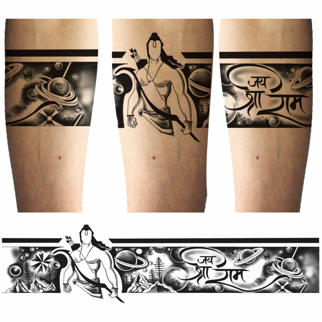 Jai Shree Ram Hand Band Tattoo God Galaxy Waterproof Men and Women (size 12x3 inches)