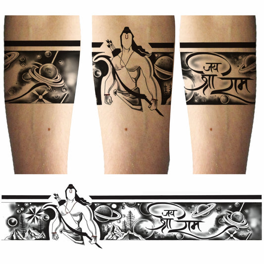 Jai Shree Ram Hand Band Tattoo God Galaxy Waterproof Men and Women (size 12x3 inches)