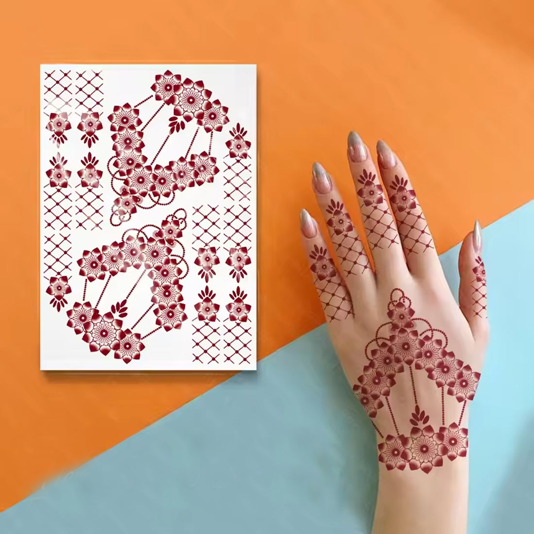 Mandala Flower Design Full Hand Mehndi Tattoo Sticker For Girls And Women Temporary Mehndi Tattoo Sticker