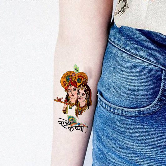 Temporary Tattoowala God Radha Krishna Temporary Tattoo for Men and Women Waterproof Sticker