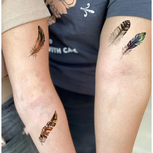 Temporary Tattoowala Colourful Feathers 8 Design Temporary Tattoo for Men and Women ,Girl and Boy Waterproof Sticker