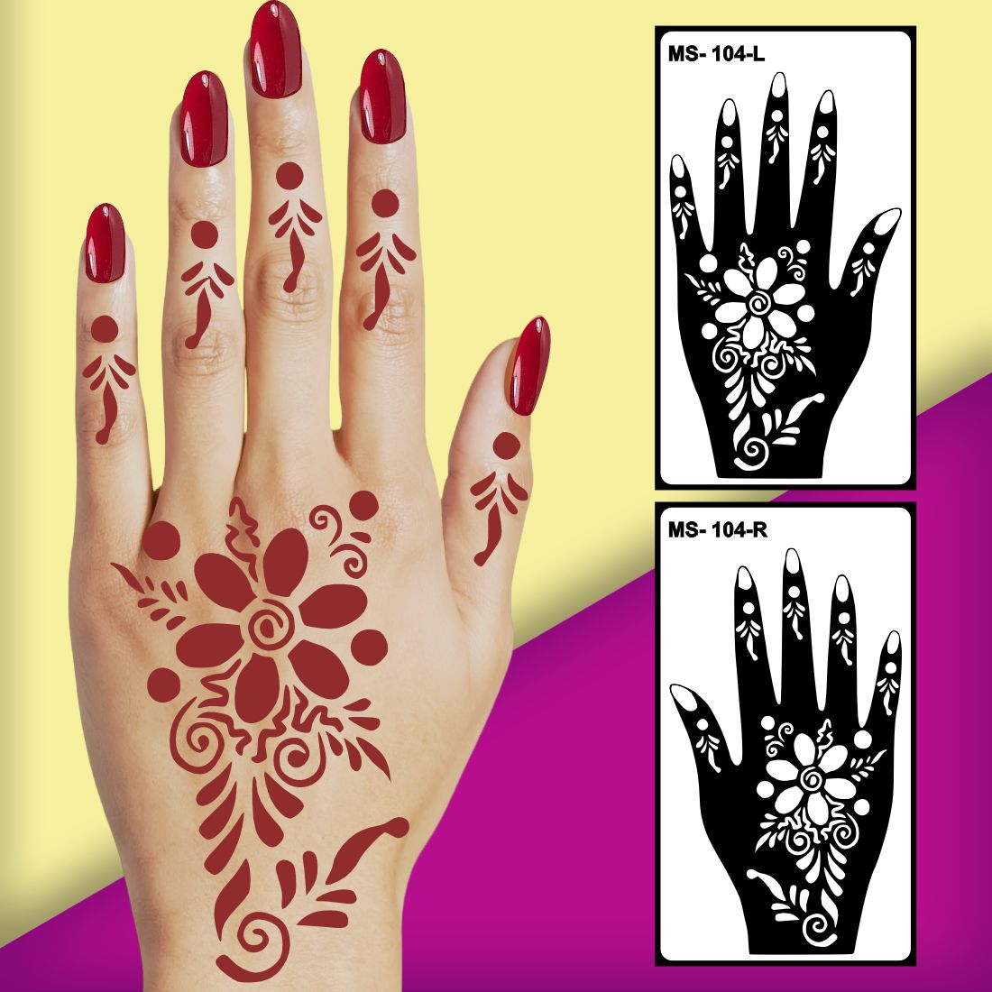 Designer Floral Henna Stencil Easy to Apply & Perfect for All Occasion