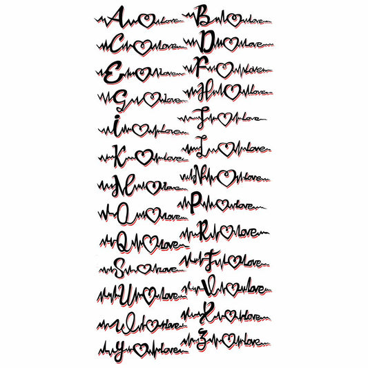 Temporary Tattoowala Black And Red Name Letter Alphabet Temporary Tattoo For Men and Woman Tattoo