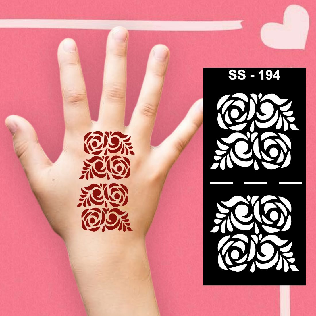 Small Floral Pattern Mehndi Template for Boys and Girls Art Kids can decorate notebooks, drawings, or school projects with Stencil stickers