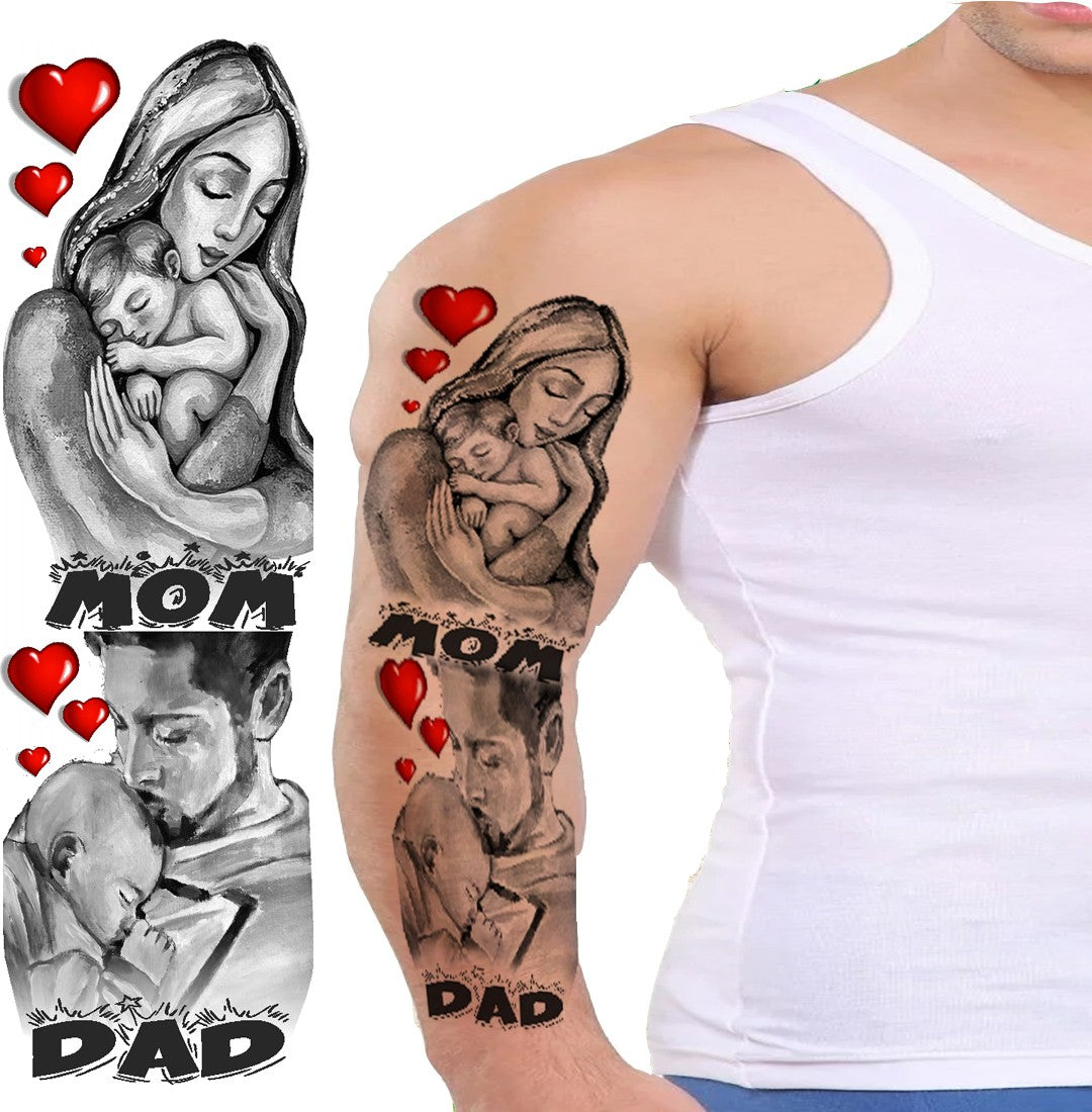 Temporary Tattoowala Full Hand Band Mom and Dad Tattoo Waterproof Temporary Body Tattoo