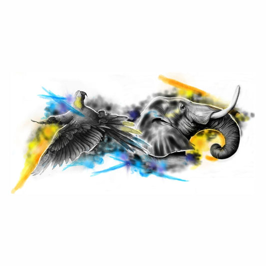 Temporary Tattoowala Eagle with Elephant Animal Tattoo on Hand Waterproof Temporary Body Tattoo