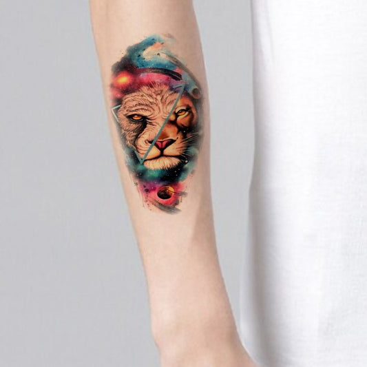 Temporary Tattoowala Colourful Lion Temporary Tattoo for Men and Women Waterproof Sticker
