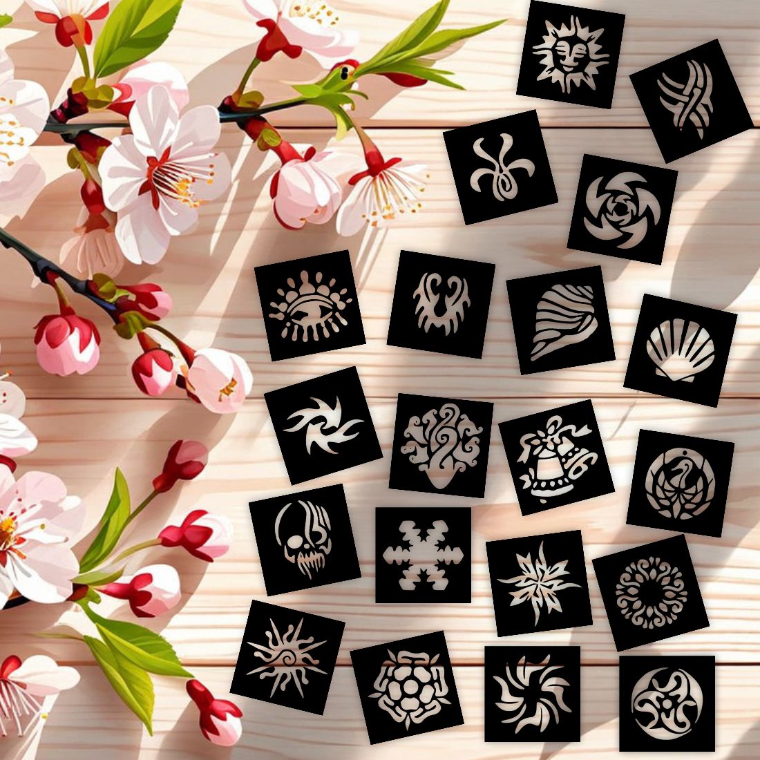 Bell, stars & Multi Designs Small Stencil Sticker For Kids can decorate notebooks, drawings, or school projects with Stencil stickers