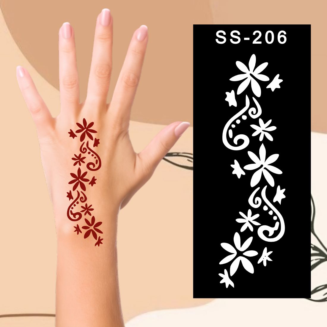 Creative Kids Mehndi Stencil With Floral and Swirl Motifs|Kids can decorate notebooks, drawings, or school projects with Stencil stickers