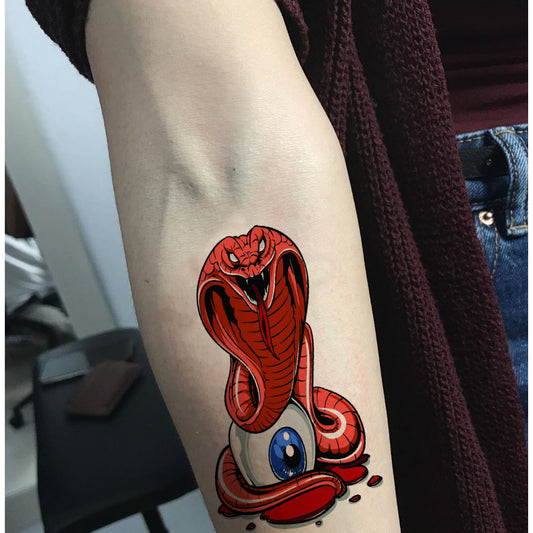Temporary Tattoowala Red Snake With Snake Stone Colourful Temporary Tattoo for Men and Women Waterproof Sticker