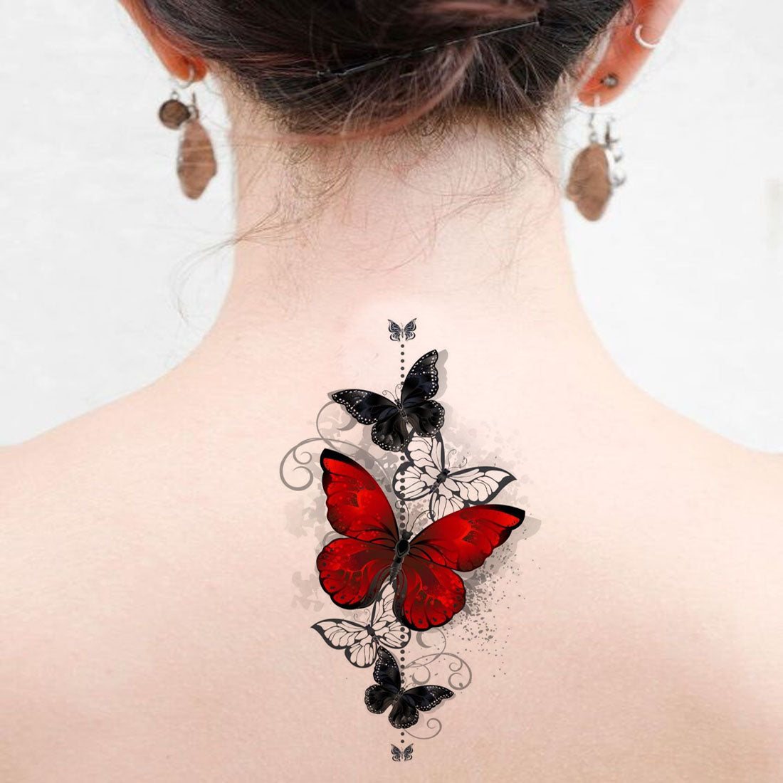 Temporary Tattoowala Butterfly With Black Trible Design Colourful Temporary Tattoo for Men and Women Waterproof Sticker
