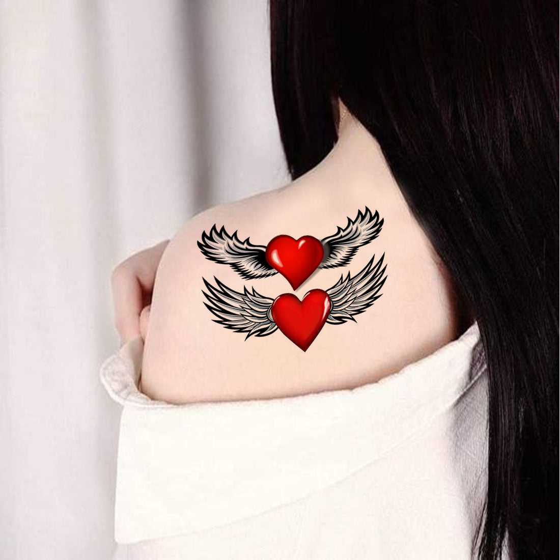 Temporary Tattoowala Heart Wing 3D Colourful Temporary Tattoo for Men and Women Waterproof Sticker