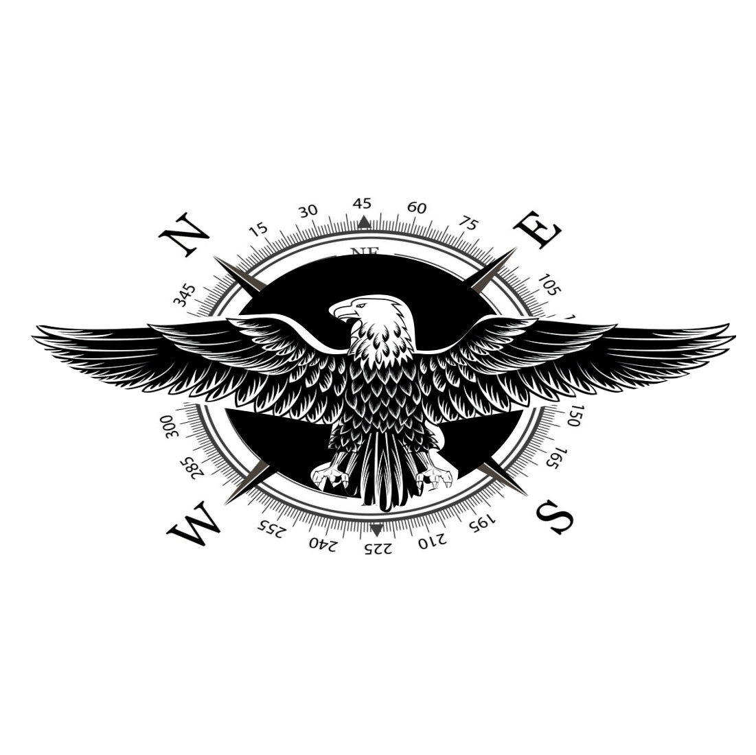 New Compass With Eagle Temporary Body Tattoo For Men and Woman