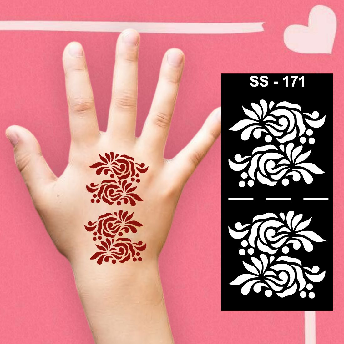 Flower and Leaf Motif Mehndi Sticker for Creative Children