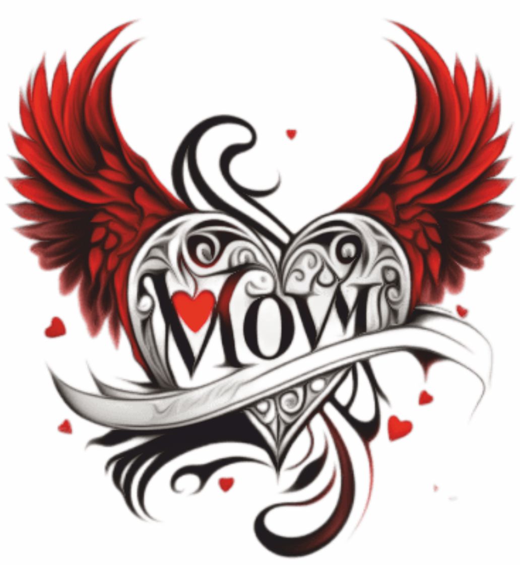 Temporary Tattoowala Heart Mom with Wings Tattoo on Hand Waterproof Temporary Body Tattoo
