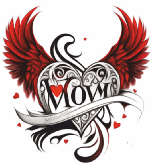 Temporary Tattoowala Heart Mom with Wings Tattoo on Hand Waterproof Temporary Body Tattoo
