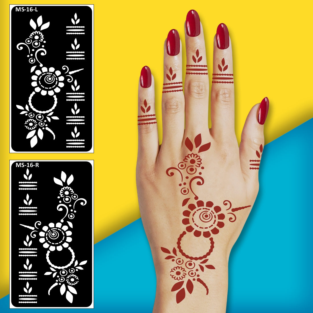 Trending Mehndi Sticker for Traditional Events Stencil Mehndi Sticker One Set For Each Hand