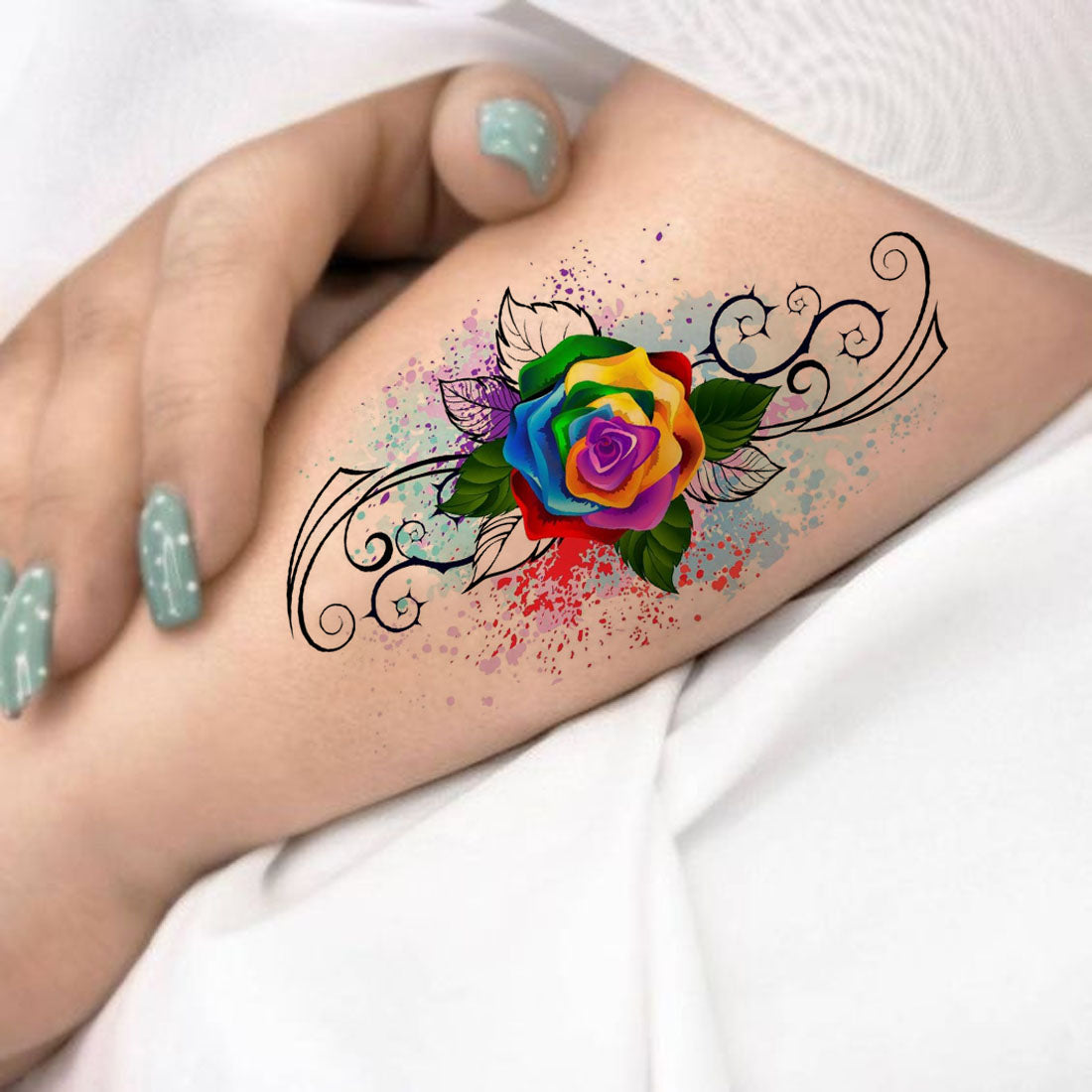 Temporary Tattoowala Colourful Rose With Trible Temporary Tattoo for Men and Women Waterproof Sticker