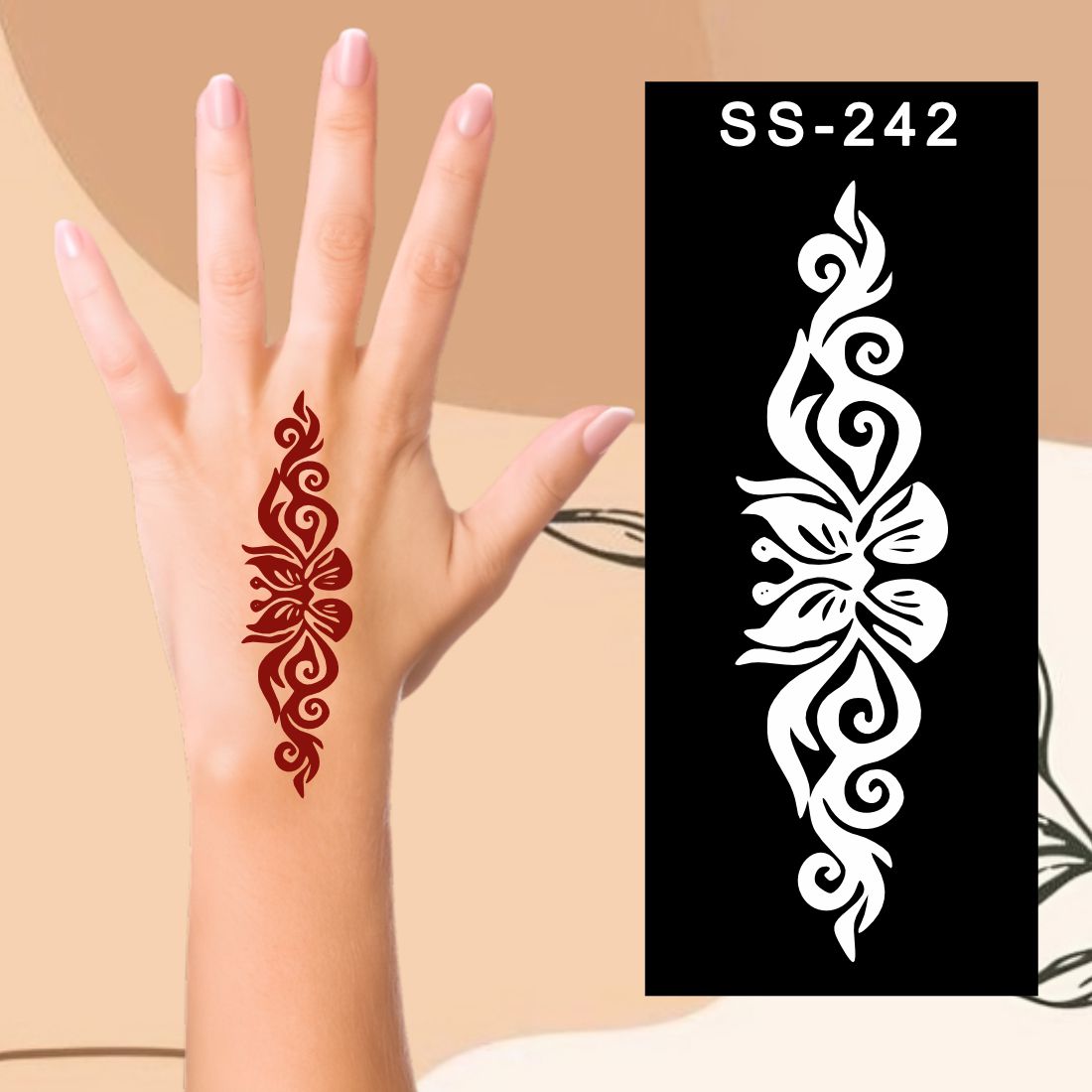 Floral Mehndi Stencils Beautiful Designs for Little Hands Kids can decorate notebooks, drawings, or school projects with Stencil stickers