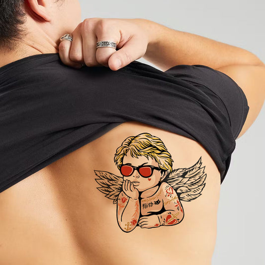 Temporary Tattoowala Angle With Sunglasses Colourful Temporary Tattoo for Men and Women Waterproof Sticker