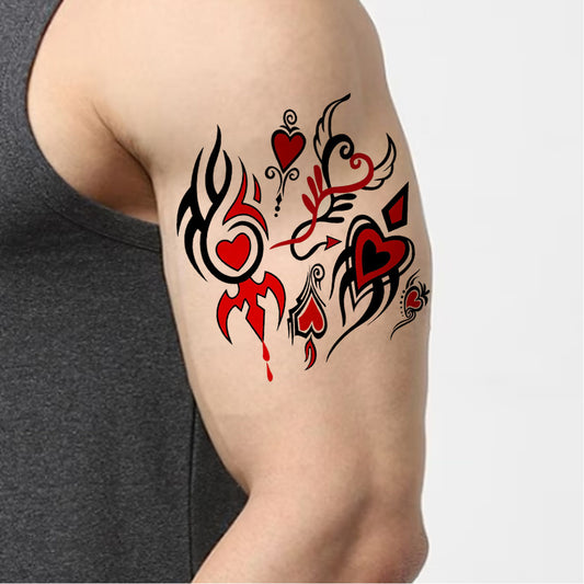 Temporary Tattoowala Heart Trible 6 Design Colourful Temporary Tattoo for Men and Women , Waterproof Sticker