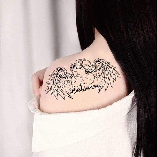 Temporary Tattoowala Believe Angle Wing Temporary Tattoo for Men and Women Waterproof Sticker