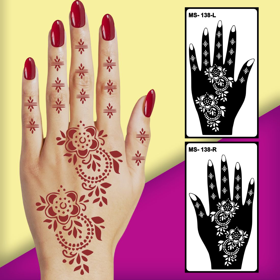 Long-Lasting Mehndi Stencil Sticker for Clear Henna Design Peel And Stick Stencil Mehndi Sticker For Women, Girls And Teen-age