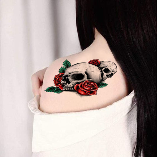 Temporary Tattoowala Skull With Rose Real Temporary Tattoo for Men and Women Waterproof Sticker