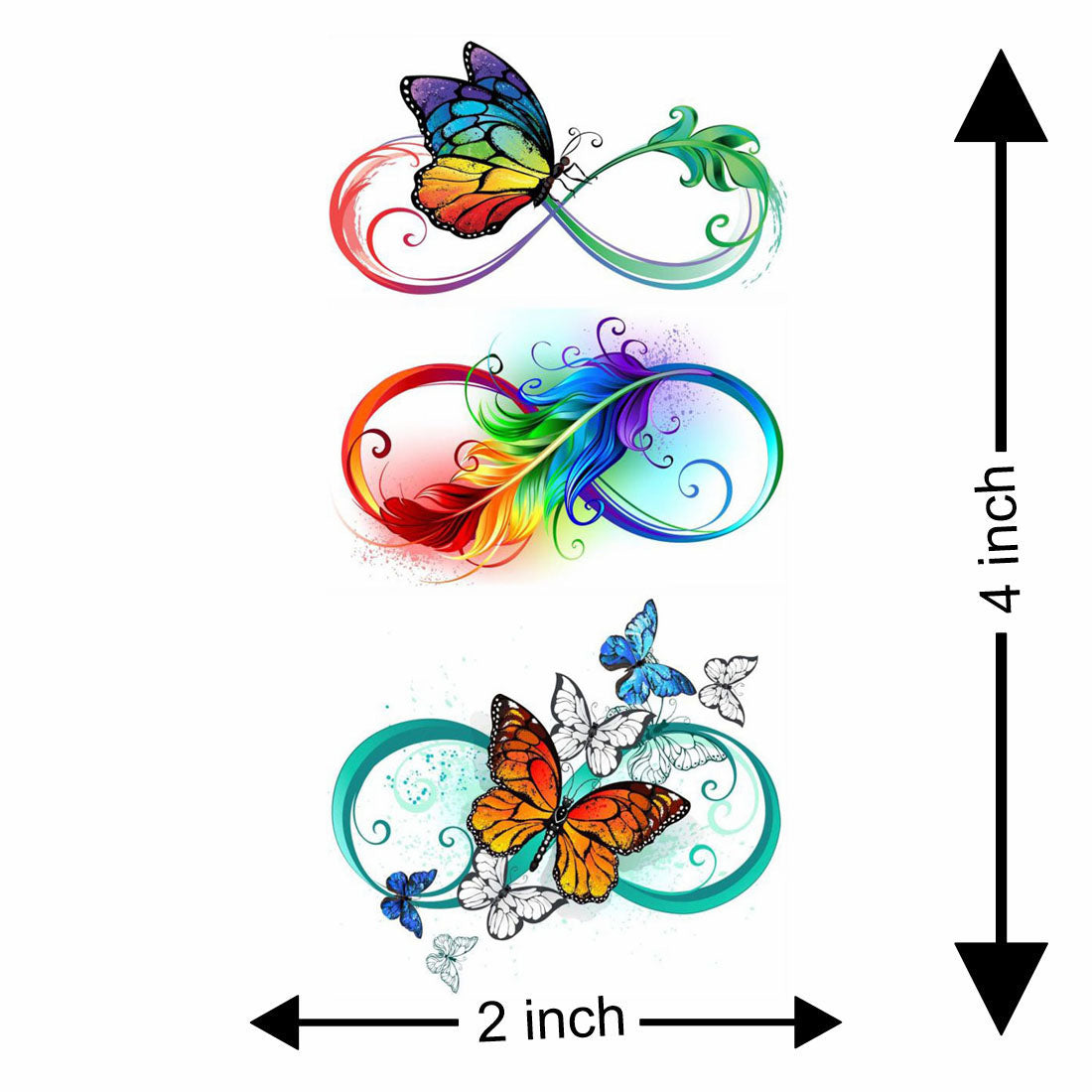 Temporary Tattoowala Butterfly With Colourful Infinity Temporary Tattoo for Men and Women Waterproof Sticker