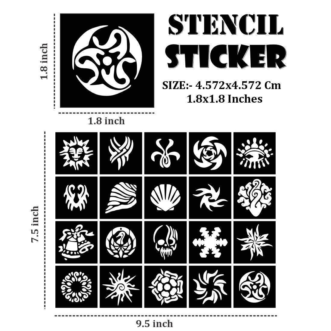 Bell, stars & Multi Designs Small Stencil Sticker For Kids can decorate notebooks, drawings, or school projects with Stencil stickers