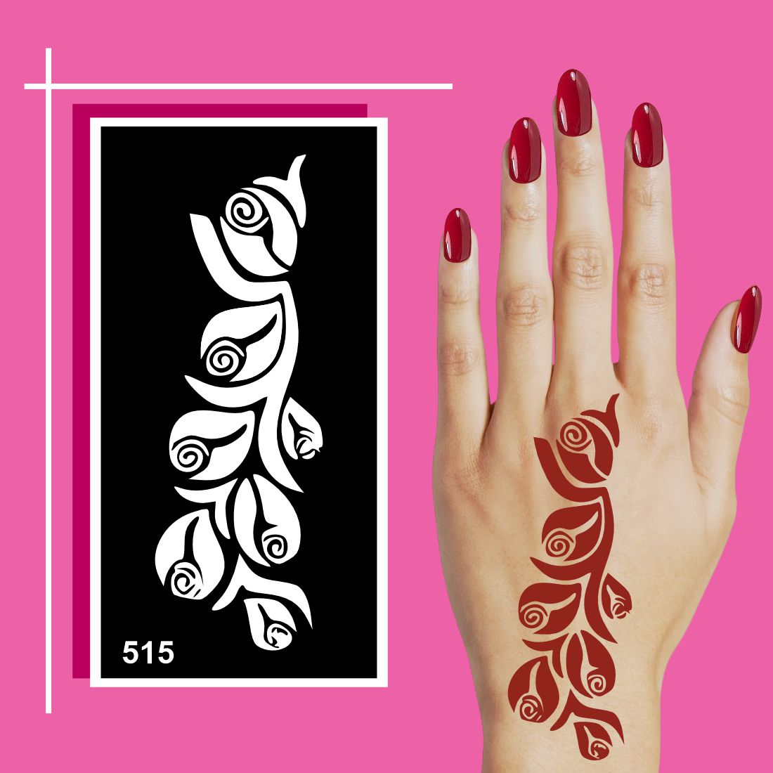 Henna Art Stencil Sticker Pack with Bold, Curvy, and Swirl Patterns for Creative Use