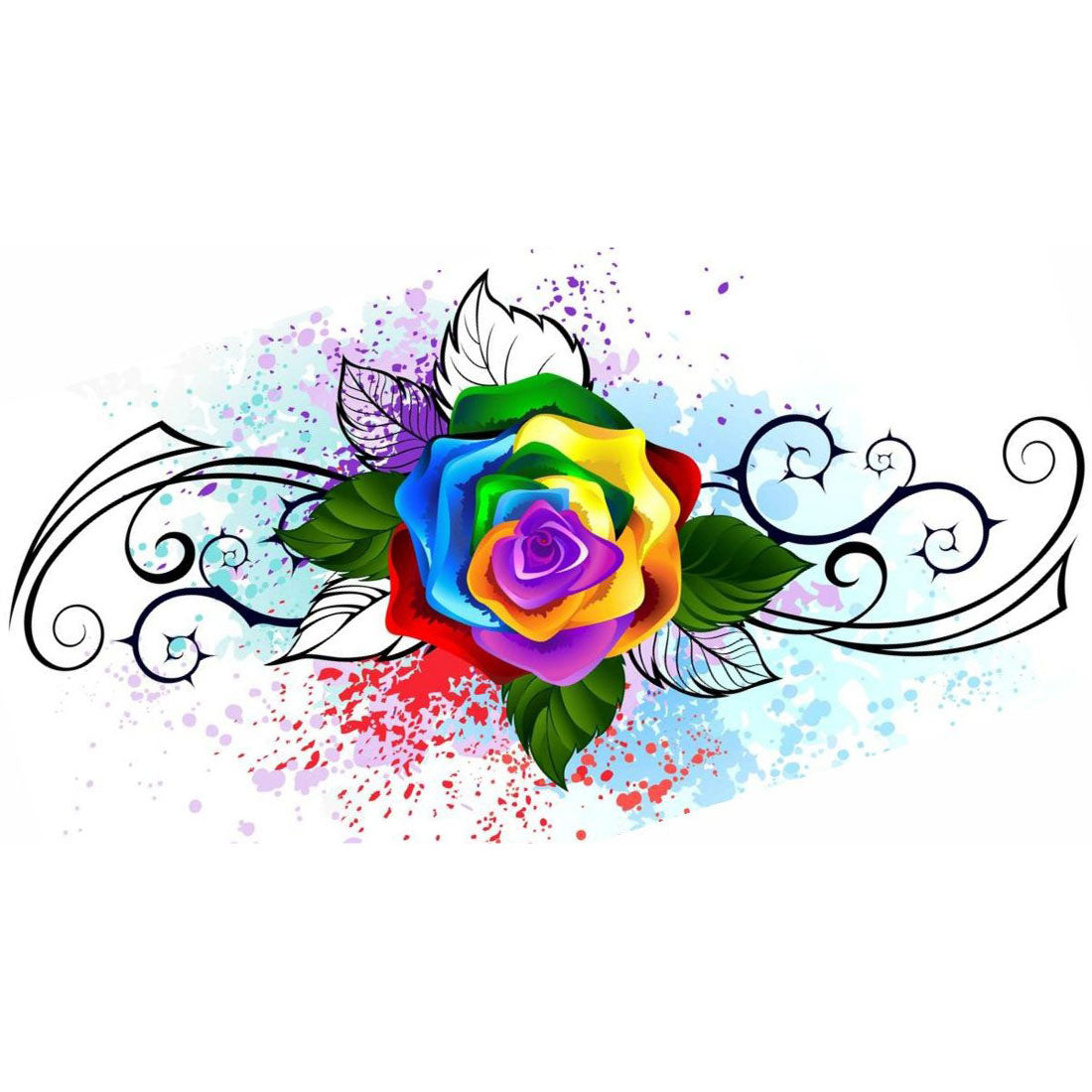 Temporary Tattoowala Colourful Rose With Trible Temporary Tattoo for Men and Women Waterproof Sticker