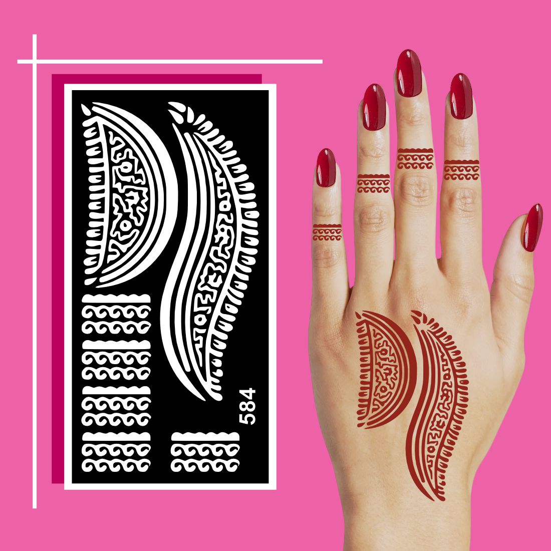Easy to Use Mehndi Stencil Design Kit for Hands, Fingers, and Wrists