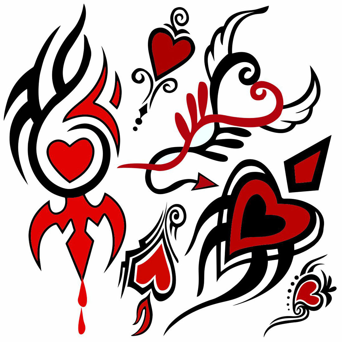 Temporary Tattoowala Heart Trible 6 Design Colourful Temporary Tattoo for Men and Women , Waterproof Sticker