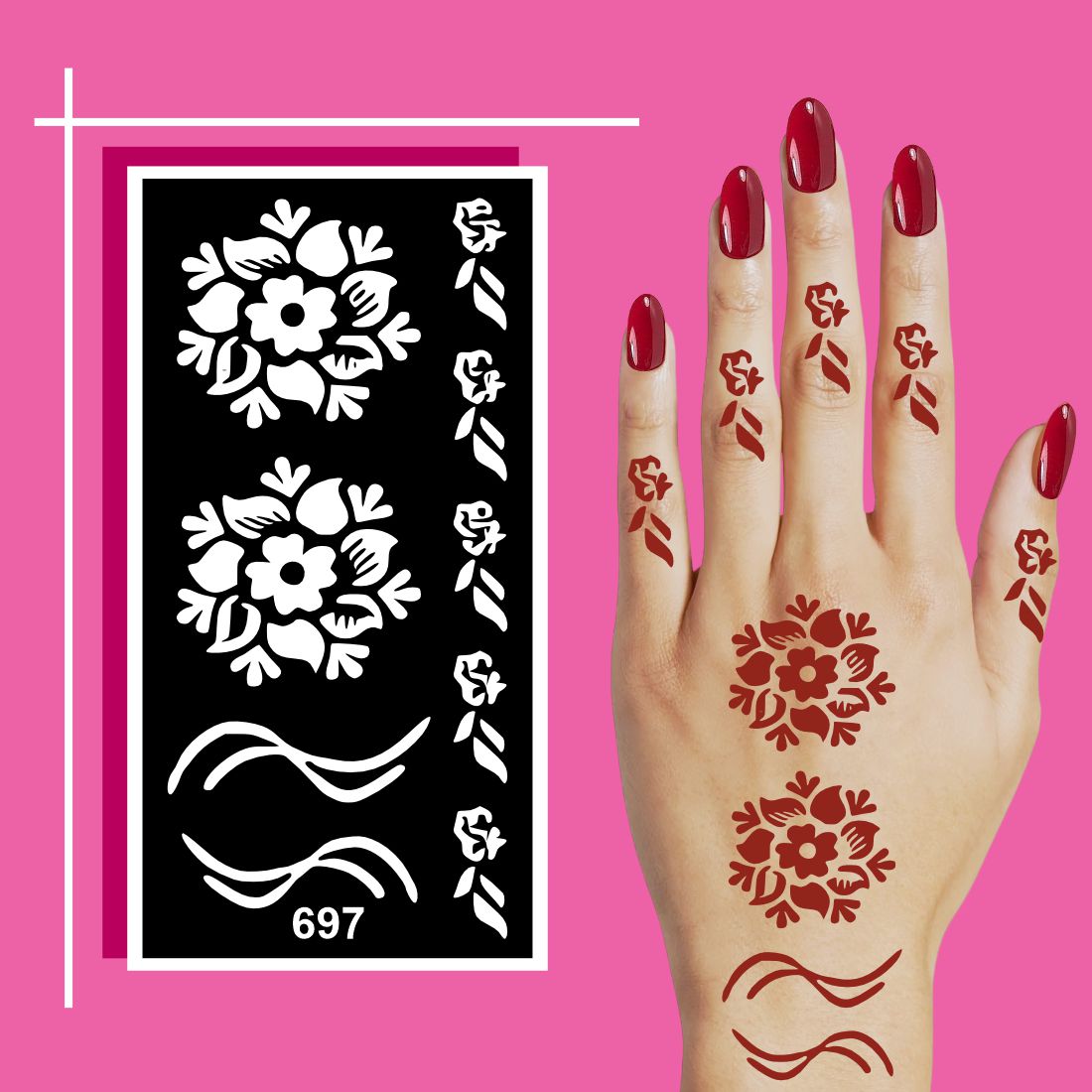 Family Use Mehndi Stencil Sheets with Safe and Easy Patterns