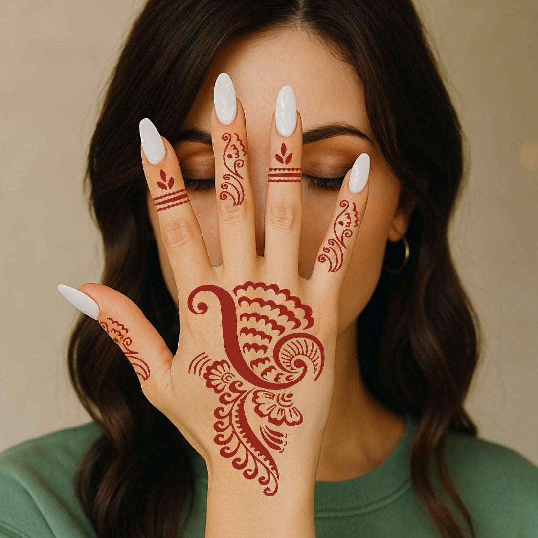 orgeous Henna for Women’s Hand Art Stencil Mehndi Sticker One Set For Each Hand