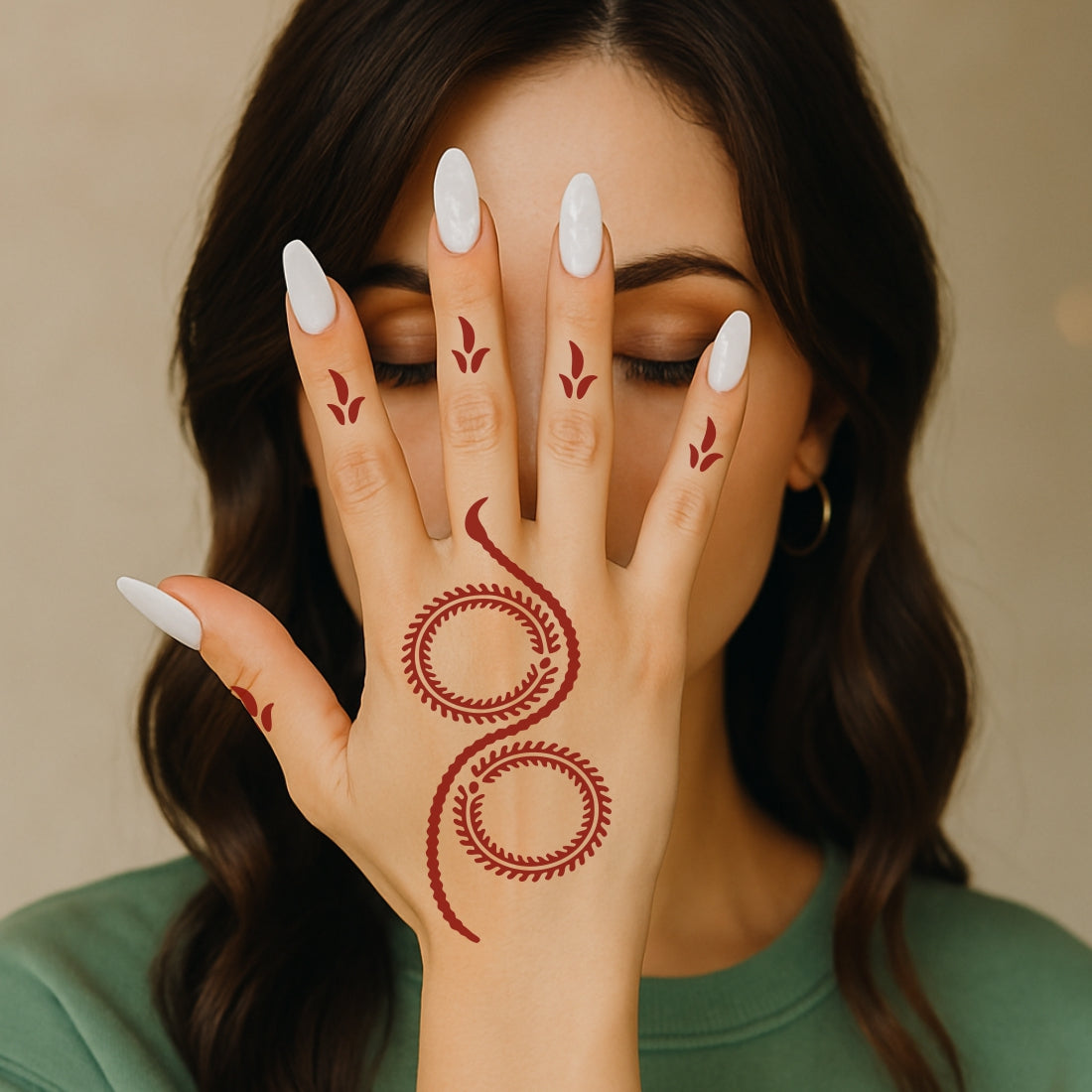 Arabic Style Henna Stencil Sticker With Floral Art One Set For Each Hand