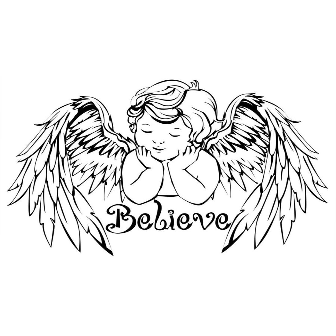 Temporary Tattoowala Believe Angle Wing Temporary Tattoo for Men and Women Waterproof Sticker