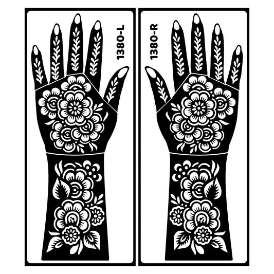 Wedding Day Mehndi Stencil Sticker For Bride Featuring Romantic Couple Easy To Use With Instant Beautiful Design