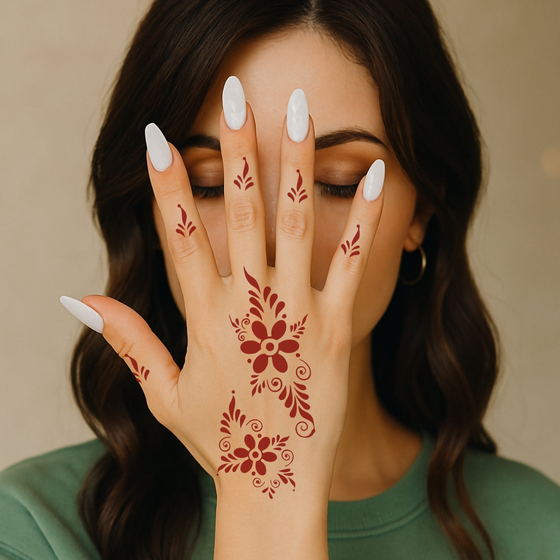 Graceful Mehndi Design Sticker for Hands and Fingers Stencil Mehndi Sticker One Set For Each Hand